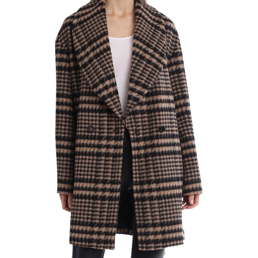Bagatelle Plaid Mid Length Houndstooth Coat